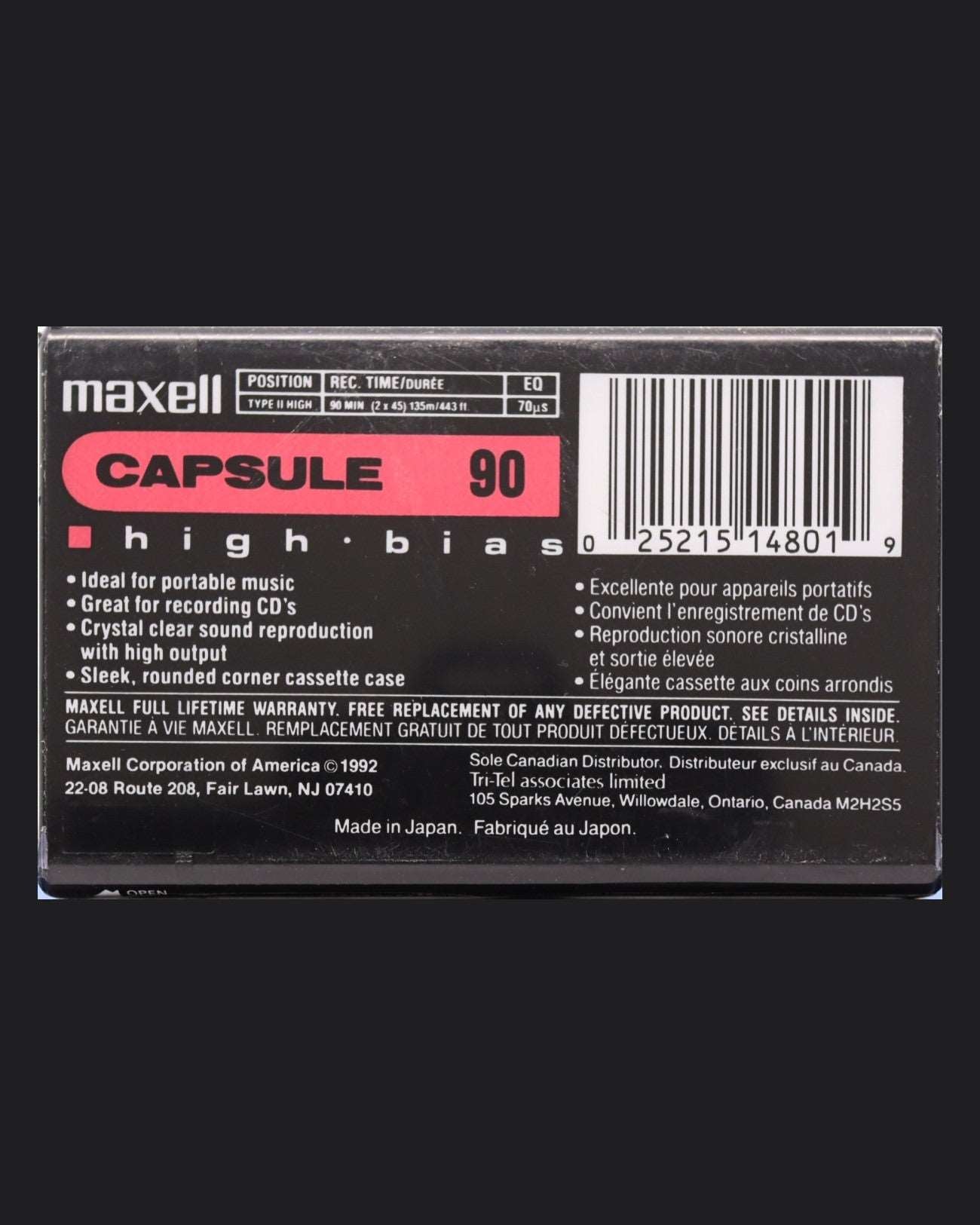 Image of Maxell Capsule High Bias (1996-1997 US) - 60 Minutes