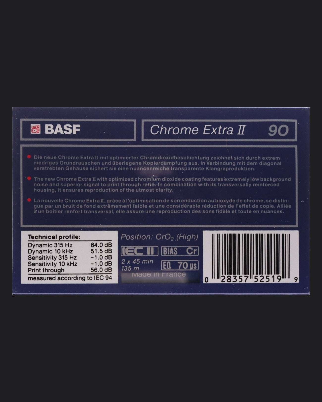Image of BASF Chrome Extra II (1989-1990) Cassette Tape - 90 Minutes