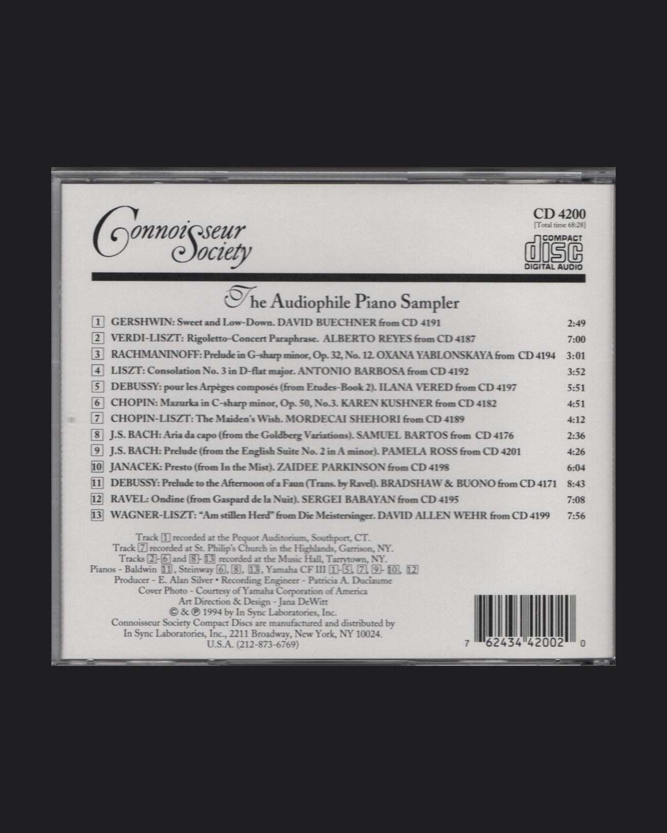 Connoisseur Society - The Audiophile Piano Sampler