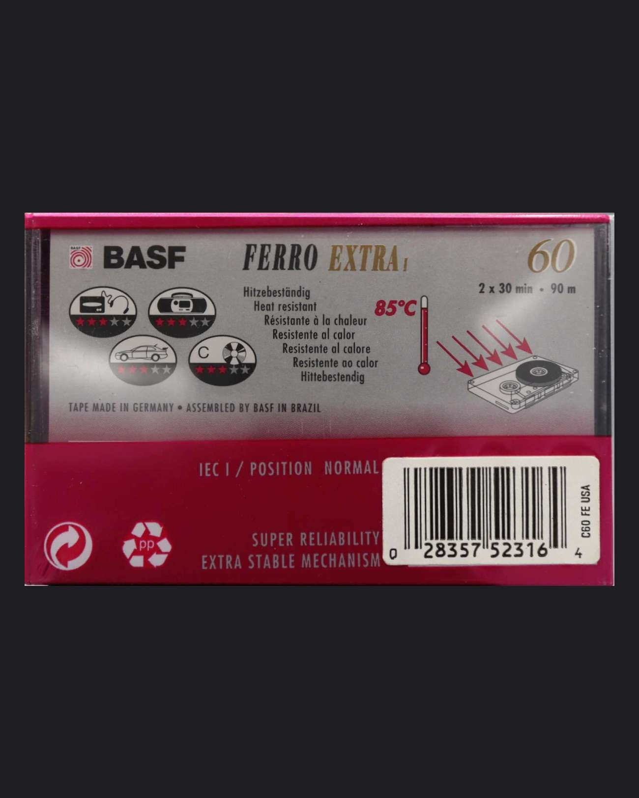 Image of BASF Ferro Extra I (1993-1994) Cassette Tape - 60 Minutes