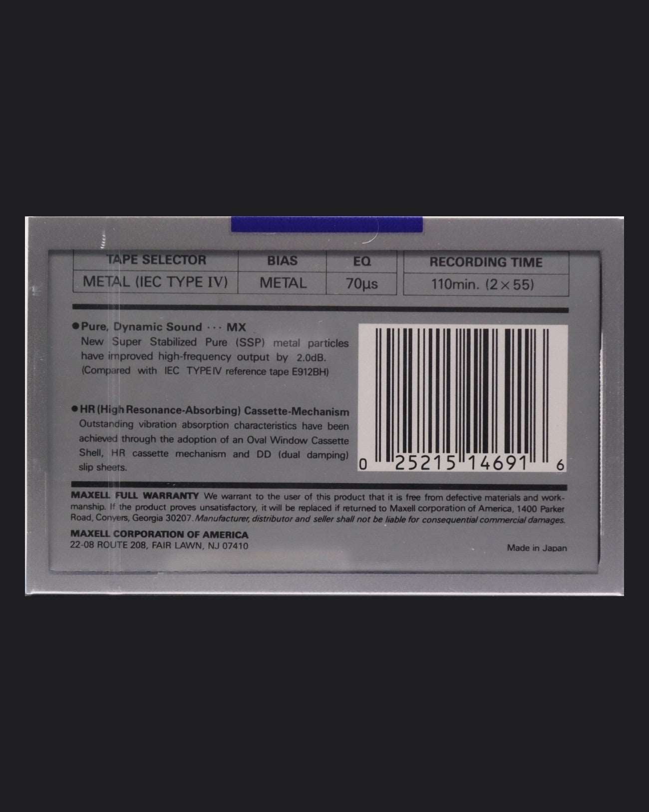 Image of Maxell MX (1990-1991 US) - 60 Minutes