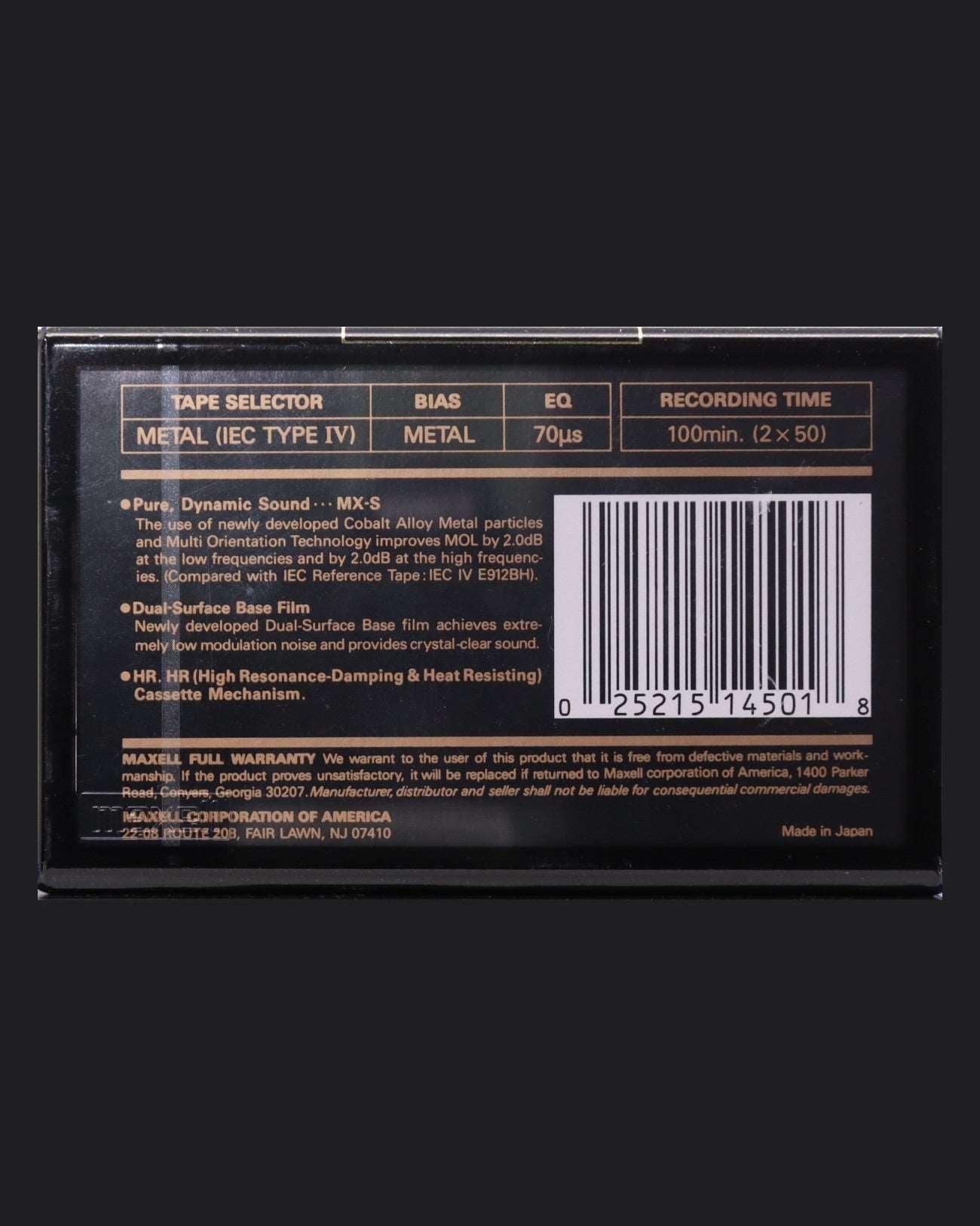 Image of Maxell MX-S (1991-1992 US) - 90 Minutes