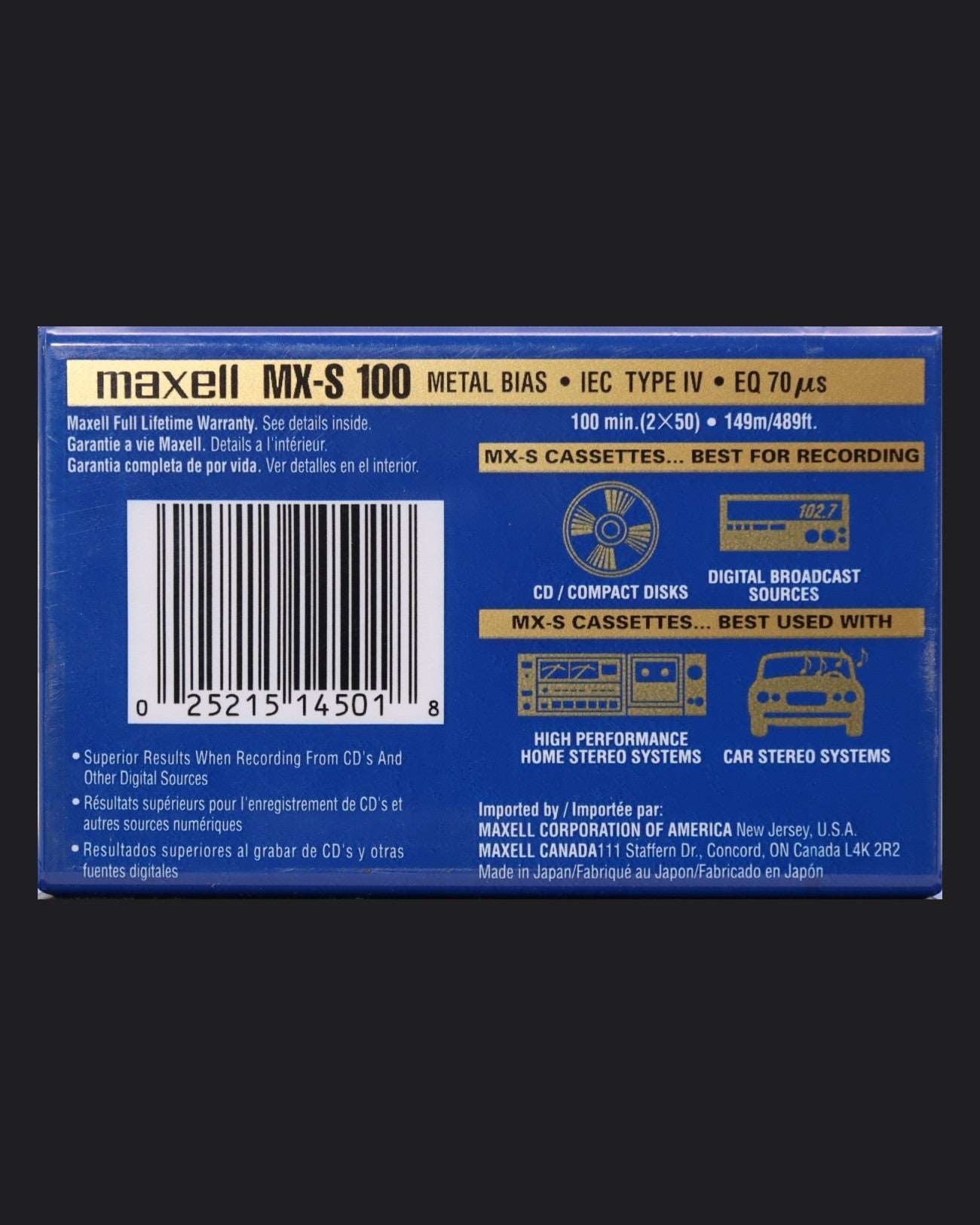 Image of Maxell MX-S (1998-1999 US) - 90 Minutes