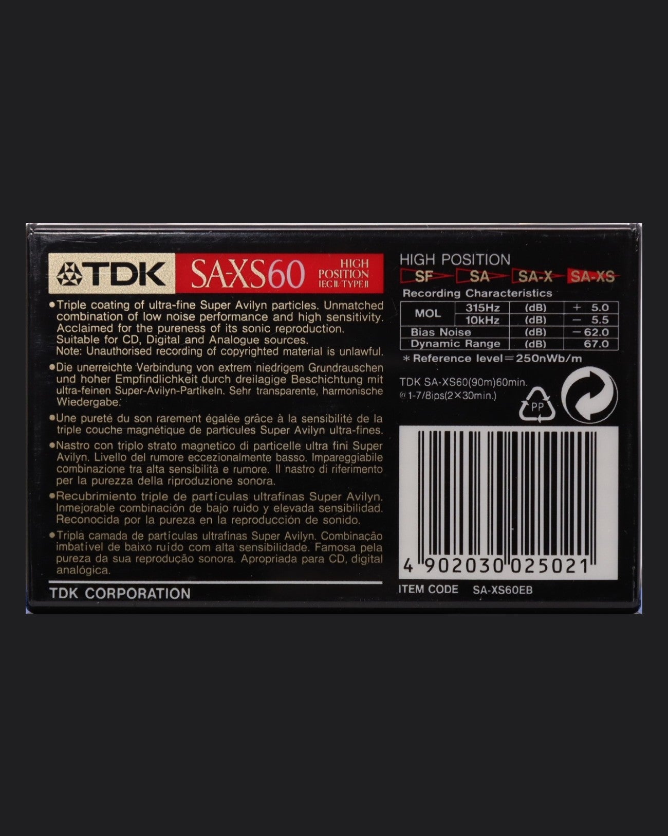 TDK SA-XS (1995-1997 EU) Ultra Ferric