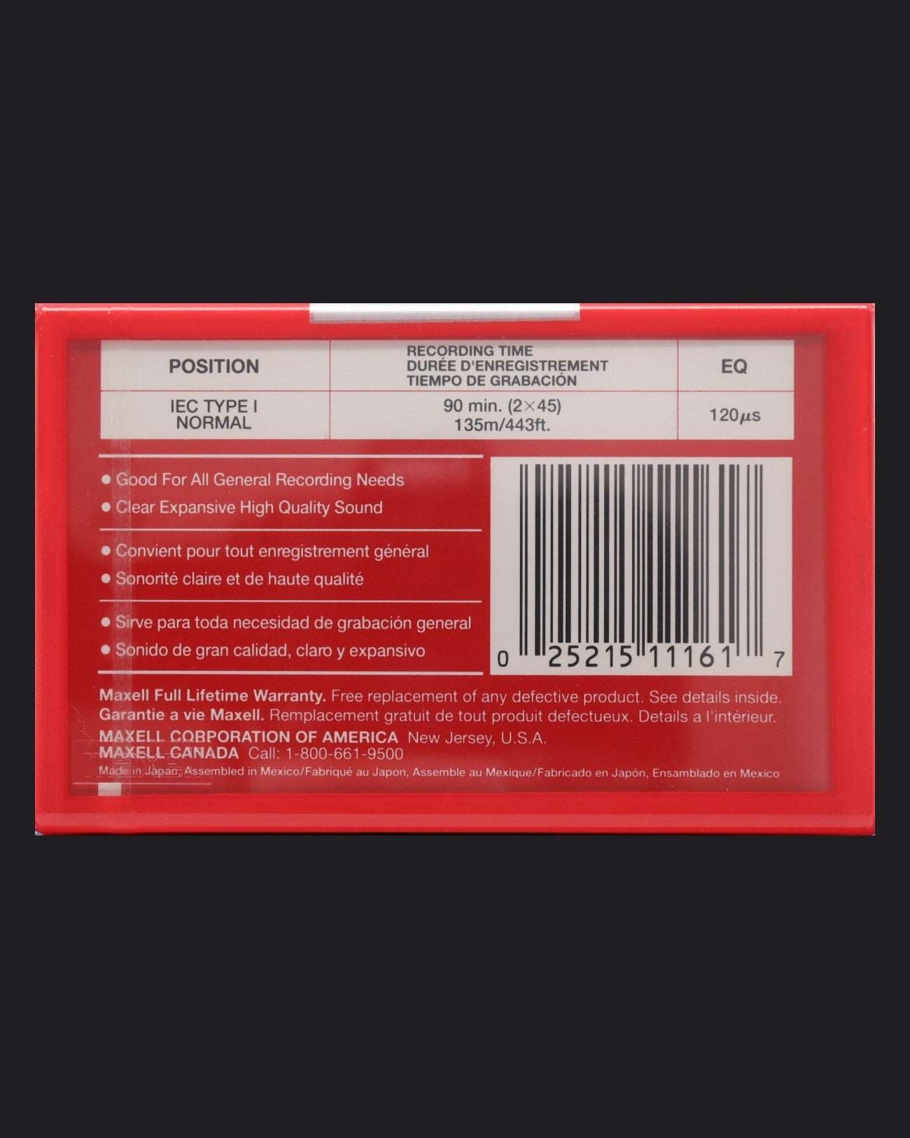 Image of Maxell UR (1996-1997 US) - 60 Minutes