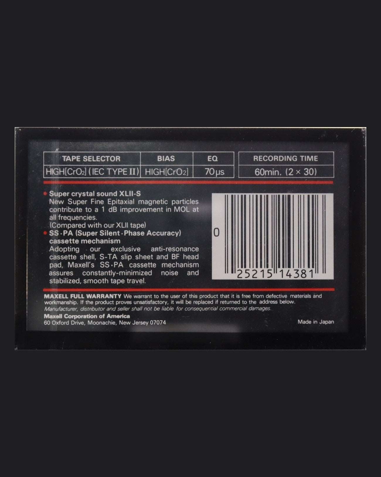 Image of Maxell XLII-S (1986-1987 US) - 90 Minutes