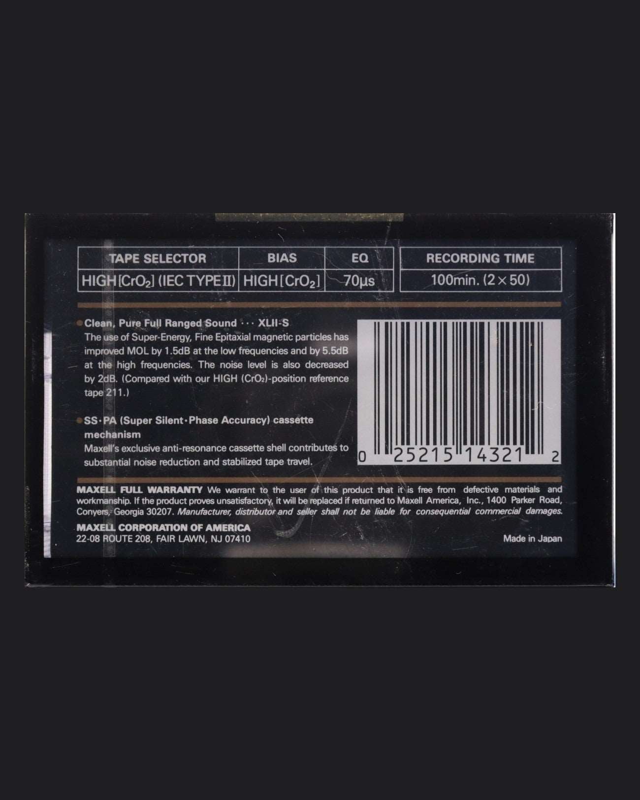 Image of Maxell XLII-S (1988-1989 US) - 90 Minutes