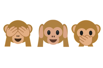 Three wise monkeys heads