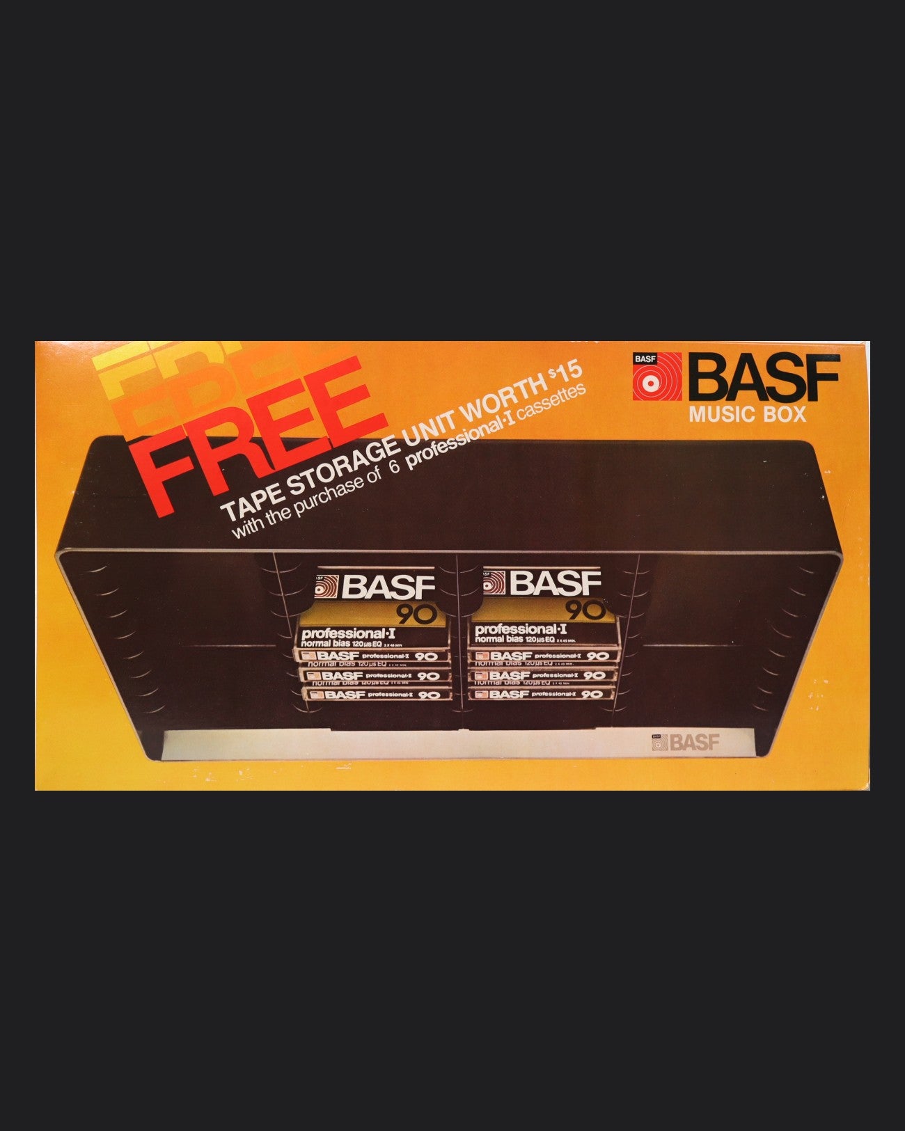 Image of BASF Music Box: 6 Professional I 90 Cassette Tapes + Storage Box (1982-1984 US) - 90 Minutes