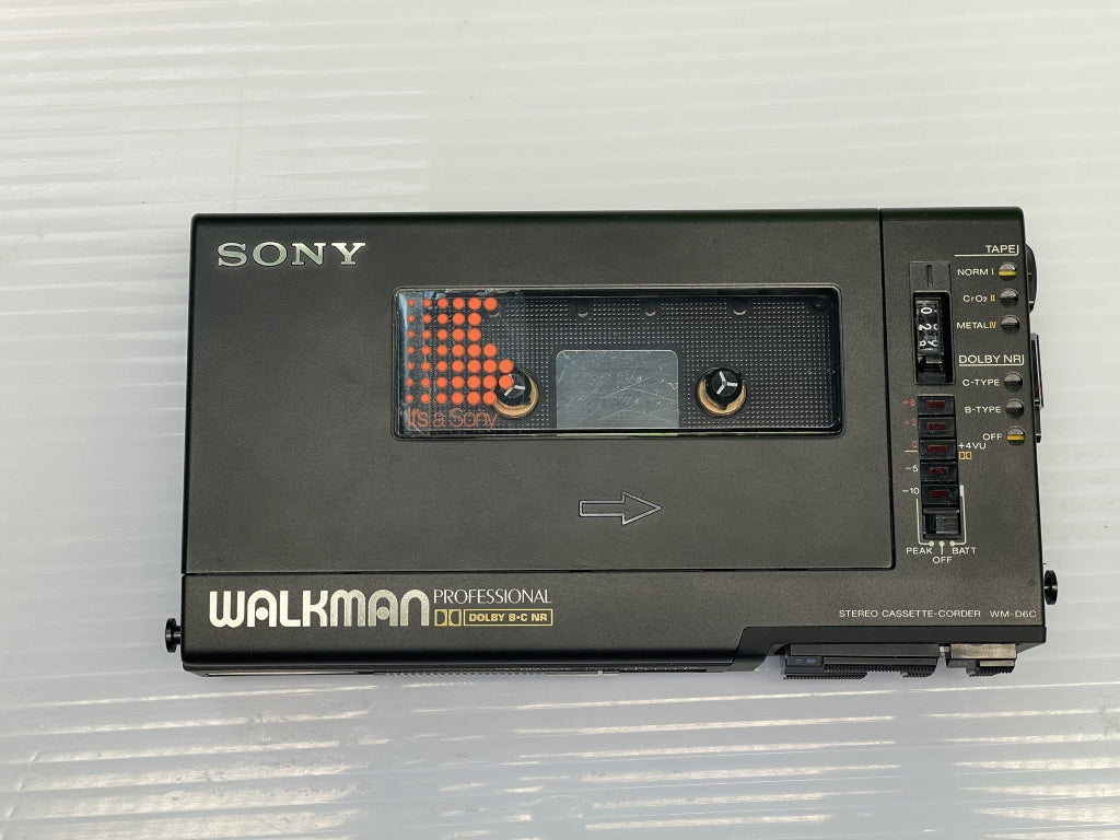 Sony WM-D6C Professional Walkman S/N 138537 Amorphous Head, Serviced, in Near Mint Condition, with Original Box, Cover, Strap, Power Adapter, and Tie-Pin Microphone