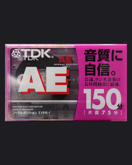 TDK AE Type I blank cassette tape 2000-2005 JP — detail view