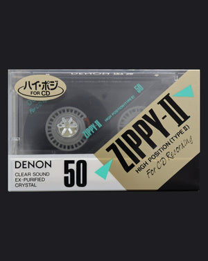 Denon Zippy-II Type II blank cassette tape 1989 JP — front view new sealed