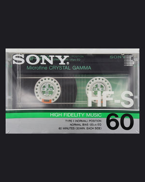 Sony HF-S Type I blank cassette tape 1986-1987 US-JP — front view new sealed