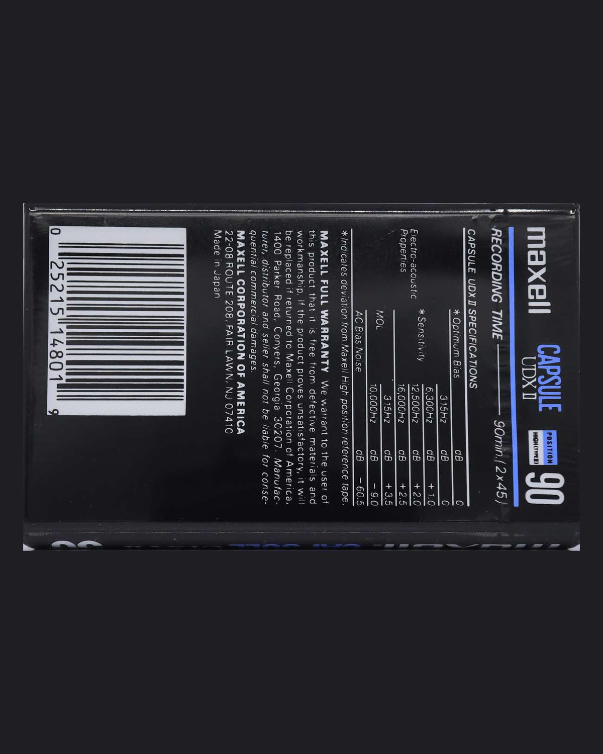 Maxell Capsule UDX II Type II - 1991 US