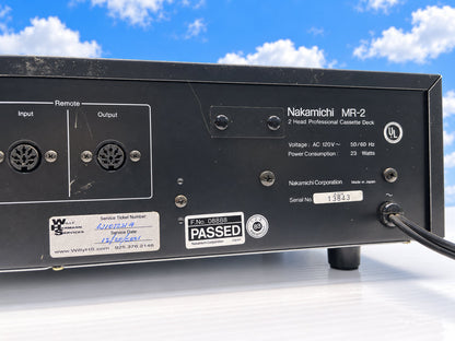 Nakamichi MR-2 Professional Cassette Deck S/N 13843 Restored to perfection by Willy Hermann in Near Mint Condition!