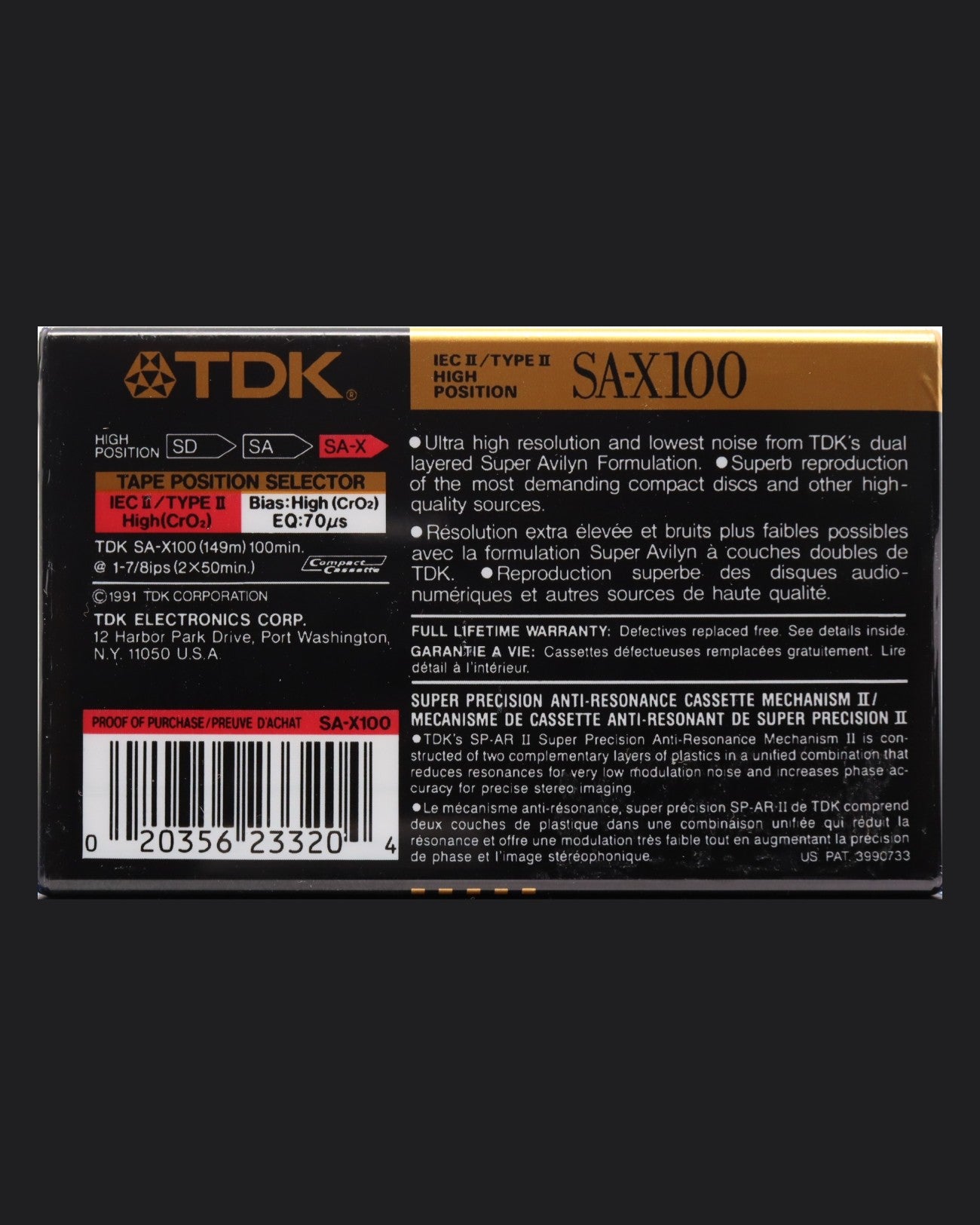 TDK SA-X (1990-1991 US) Ultra Ferric