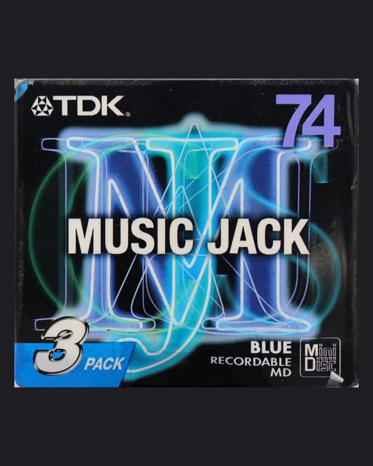 TDK Music Jack MD-MJ B 74‑minute MiniDisc 3-pack set blue front
